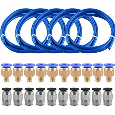 Imagen de SIQUK 5 Piezas Tubo de teflón PTFE(1 metros) con 10 PC4 M6 Fittings y M10 para impresora 3D Filamento 1.75mm