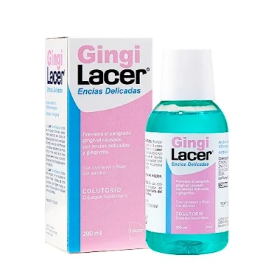 Imagen de LACER GINGI Colutorio Diario 200 ml, Reduce el Sangrado Gingival, óptimo para Gengivitis y la Periodontitis, Sabor a Menta, Con Fluor, Antibacteriano Anticaries