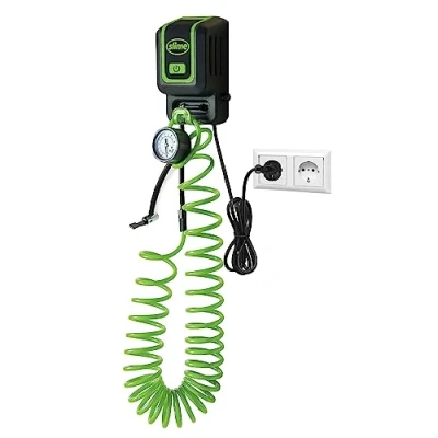 Imagen de Slime 40070 95 Inflador Para Todo Tipo de Neumáticos, Estación Inflado Garaje, 120 V Montado en Pared, Coches, Bicicletas, Inflables, Balones Deportivos