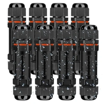 Imagen de Conector de cable resistente al agua IP68, manguito conexión cable, caja 3 pines para diámetro 12mm, derivación exterior impermeable 8PCS