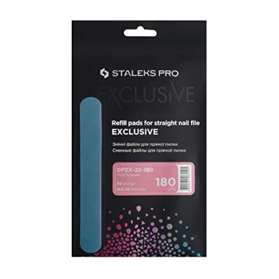 Imagen de Staleks Pro Exclusive, Recambios Lima Uñas Profesional, Desechable Adhesiva, Base Sólida Recta, Metal MBE 20, Grano 180, 50 unidades, DFEX 22 180