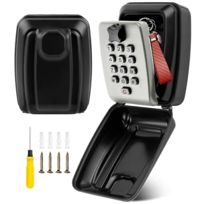 Imagen de GIBOHOM Cajetin Llaves con Codigo, Caja Fuerte para 12 Dígitos Codigos, Grande Pared Exterior Robusto Resistente Al Agua y Óxido Hogar Escuela Garaje Oficina, Gris