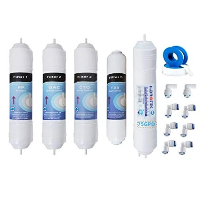 Imagen de Depurtek Kit filtros y Membrana 75 GPD en linea osmosis inversa Hidrotek Depuragua N02T LUX