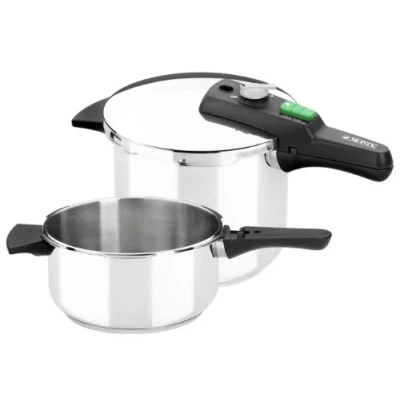 Imagen de MONIX Quick Set de dos ollas a presión rápidas 4 litros y 6 litros, con triple sistema seguridad, 2 niveles presión, apta para todo tipo cocinas
