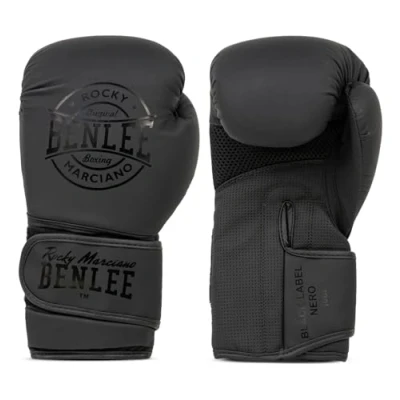 Imagen de BENLEE Rocky Marciano Unisex Adultos Black Label Nero Artificial Leather Boxing Gloves, 14 oz