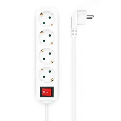 Imagen de AISENS Base Multiple 4 Tomas con Interruptor Cable 3x1.5mm2, Blanco, 1.4 m