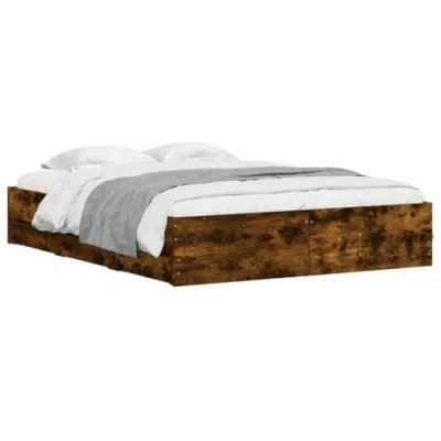 Imagen de vidaXL Cama con Cajones, Somier de Listones, Armazón Base Cama, Mueble para Dormitorio, Madera Ingeniería Roble Ahumado 140x200 cm