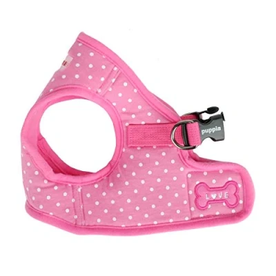 Imagen de Puppia Dotty Arnés para Perro, sin tirones, estrangulamiento, fácil de Llevar, Entrenamiento Perros pequeños, Talla S, Color Rosa