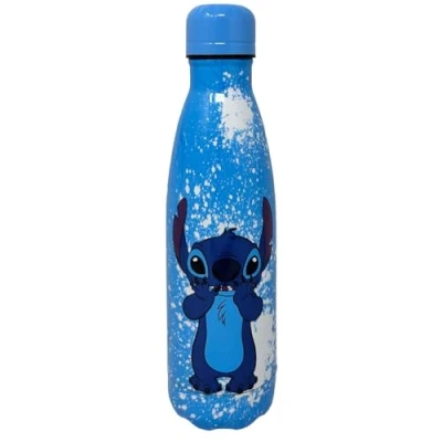 Imagen de CARTOON botella térmica de acero inoxidable con tapón desenroscable, para niños, 500 ml (Stitch, azul claro)