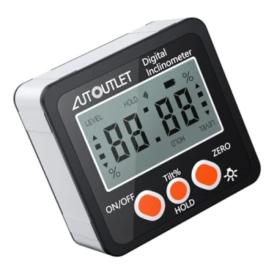 Imagen de AUTOUTLET Inclinómetro Digital Protractor 4 * 90 nivel Buscador de ángulos Caja Retroiluminación Indicador bisel con base magnética IN/FT, mm/m