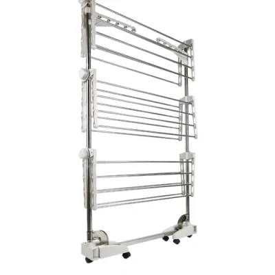 Imagen de Tendedero Eléctrico Plegable con Flujo de Aire,Tendedero Extensible para Interiores y Exteriores, Vertical 3 Alturas,Tres Capas Plata