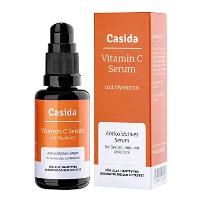 Imagen de Casida® suero de vitamina C y Ácido Hialurónico facial antioxidante con dosis altas para rostro, cuello escote calidad farmacias 30ml