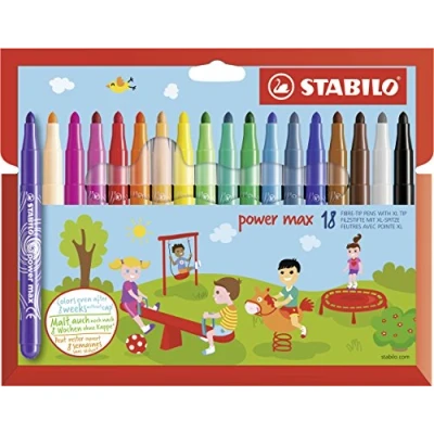 Imagen de Rotulador de punta gruesa STABILO power max Estuche con 18 colores