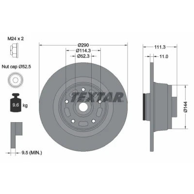 Imagen de TEXTAR 92309003 Disco de freno 290 11 05/05 114,3 macizo revestido con anillo sensor ABS, cojinete rueda, buje rueda RENAULT: Megane 4