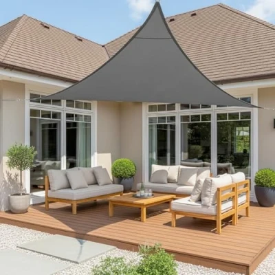 Imagen de LOVE STORY Toldo Vela de Sombra 4x4x4m Triangular Toldos Impermeable Protección Rayos UV para Exteriores Terraza Balcon Patio Jardín，Antracita