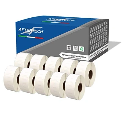 Imagen de Aftertech 10 x 11355 19 51 mm Rollos de etiquetas adhesivas compatibles (500 etiquetas/rollo = 5000 totales) para Dymo LabelWriter Seiko SLP etiquetadoras impresoras S0722550