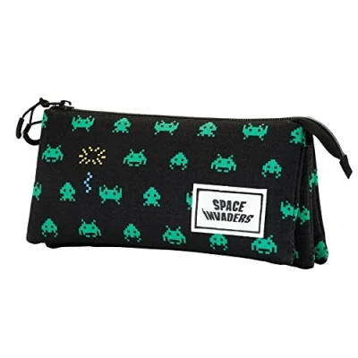Imagen de Karactermania Space Invaders ARMY Triple Large Estuche escolar para niños, Talla: One Size, Black