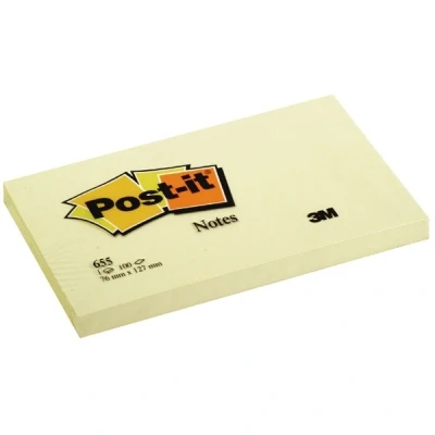 Imagen de Post it 654 Bloc notas, 100 hojas/bloc, en packs de 12, color Canary Yellow