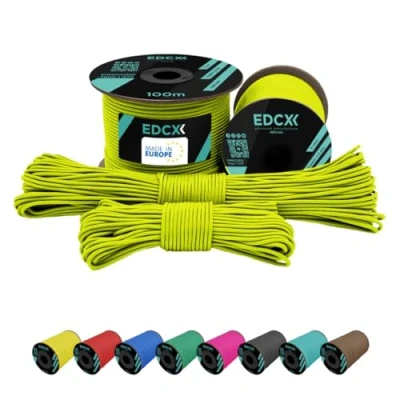 Imagen de EdcX 2 mm Nylon Paracord 275 (15, 30, 50 and 100 m) 100% Rope, 3 Strand Cord, Cord in Many Colours (Sofit Yellow, 15
