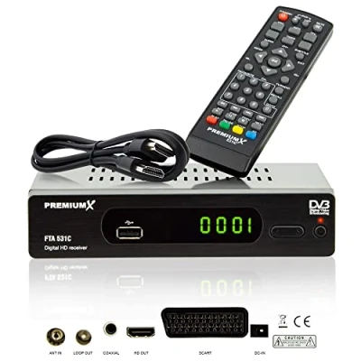 Imagen de PremiumX receptor de cable DVB C FTA 531C Digital Full HD SCART HDMI USB reproductor multimedia televisión por