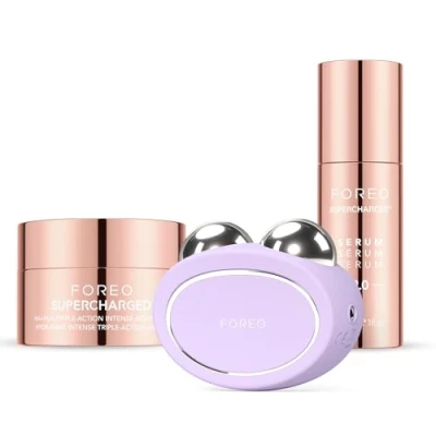 Imagen de FOREO Set Total Facelift BEAR 2 masajeador facial de microcorriente + SÉRUM SUPERCHARGED 2.0 30 ml Crema hidratante intensa triple acción HA+PGA 15 Antiedad Skin care