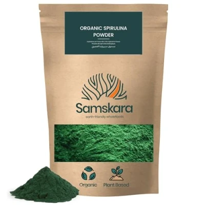 Imagen de Espirulina en Polvo BIO 63% Proteina + 6% de Leucina perfil completa Samskara Tribe Algae ECO llenos minerales (250gr x 1 pack) usar batidos, tes, yogur, sopas y harinas