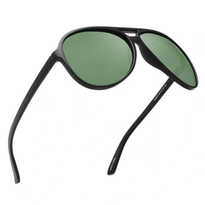 Imagen de JIM HALO Polarizadas Gafas de Sol Hombre Mujer Oversize Plástico Conduciendo Anteojos(Marco Negro Mate/Lente Verde Polarizado)