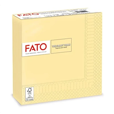 Imagen de Fato Servilletas de Papel Desechables, Ideales para Almuerzos Informales y Buffets, Paquete 50 Servilletas, Tamaño 33x33, Dobladas en 4, 2 capas, Color Champagne, 100% Pura Celulosa