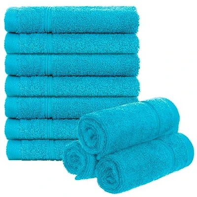 Imagen de Brandsseller Juego de 10 Toallas Jabón 30 x cm Franela Toalla para Invitados con Percha Algodón 470 g/m² Baño Hogar Turquesa