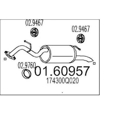 Imagen de MTS 01.60957 Silenciador trasero 860 TOYOTA: Yaris II Hatchback