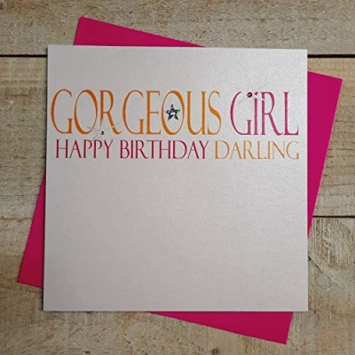 Imagen de WHITE COTTON CARDS Gorgeous Girl Happy Darling, Handmade Birthday Card (Neon Range)