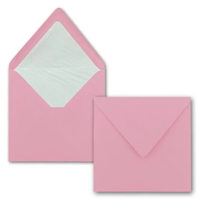 Imagen de 25 sobres cuadrados de 16 x cm, en rosas con forro seda blanco, sin ventana y adhesivo húmedo, para tarjetas invitación boda cumpleaños