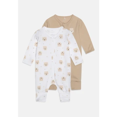 Imagen de Name it Nbnnightsuit ZIP BEAR Unisex 2 PACK Pijama para niños, Talla: 0 1m, Oxford tan