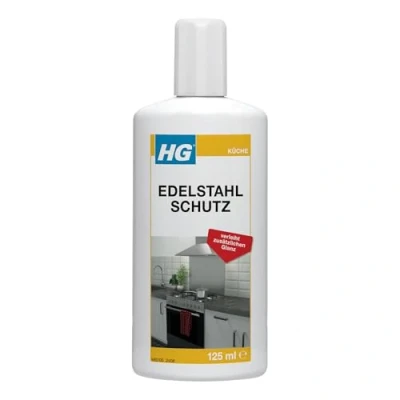 Imagen de HG Protección de acero inoxidable, eficaz abrillantador y pulido para cromo, aluminio, inoxidable otras superficies metálicas, brillo sin rayas capa protectora larga duración, 125 ml
