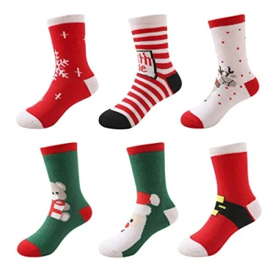 Imagen de DEBAIJIA Navidad Santa Edición 6 Pares Calcetines Bebé de Algodón térmicos Largo Otoño Invierno Grueso Regalo 3 5 años