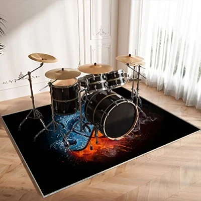 Imagen de CDVR Alfombra Bateria Alfombras Acusticas Electronica para Acustica de Batería Acústico Tapete Tambor Alfombrillas Insonorizada Antideslizantes 140 x 100 cm Espesar