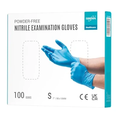 Imagen de EUROPAPA® 100 Guantes De Nitrilo, Caja Desechables, Examen, Sin Polvo, LÁTex, No EstÉRiles, Disposible Gloves (S, Azul)