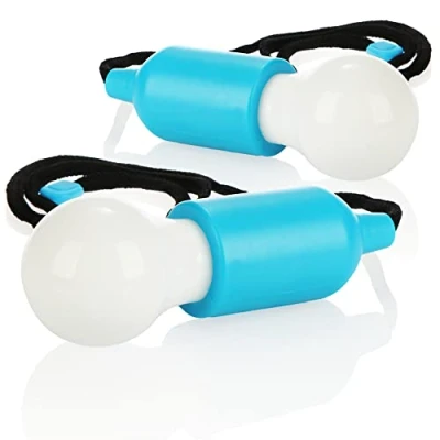 Imagen de com four® 2X lámpara Colgante LED con Interruptor de Tiro, inalámbrica, Bombilla a batería Cable, para Camping, sótanos y al Aire Libre (02 Piezas cordón Azul)
