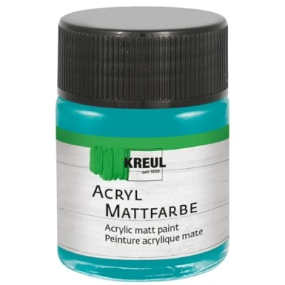 Imagen de KREUL 75548 Pintura acrílica Mate, Turquesa en Bote de 50 ml, al Agua cremosa, Opaca, Secado rápido, Adecuada para Muchas Superficies Diferentes, Turquoise,