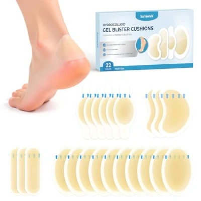 Imagen de Sumiwish Hydrocolloid Blister Bandages for Feet Extra Cushioning Foot, Toe &amp; Heel Protection Ideal Prevention Recovery Water Resistant (22 Count, Variety Pack)