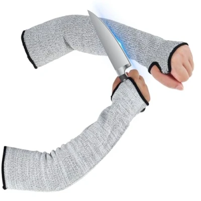 Imagen de NIHUIFDPY 2 mangas de seguridad resistentes a los cortes, protección brazo nivel 5, protectores anticortes, protector antebrazo y muñeca, manga trabajo para jardín, cocina
