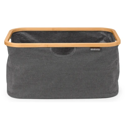 Imagen de Brabantia Cesta plegable para la colada 40 L resistente al agua ropa seca y mojada sábanas Borde de bambú mejor sujeción Accesorio hogar Pepper Black