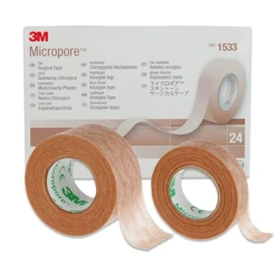 Imagen de P Beauty Esparadrapo no tejido 3M Micropore Cinta médica Hipoalergénica Color piel Para extensiones de pestañas y Transpirable, Resistente al agua (2,5cm x9,14m, 5 rollos)