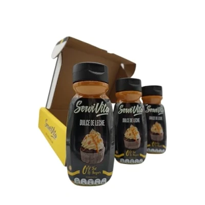 Imagen de ServiVita Pack salsas Saludables 0%, Sin Azúcares, Grasas, Grasas Saturadas, 3 x 320ml Sabor Dulce de leche