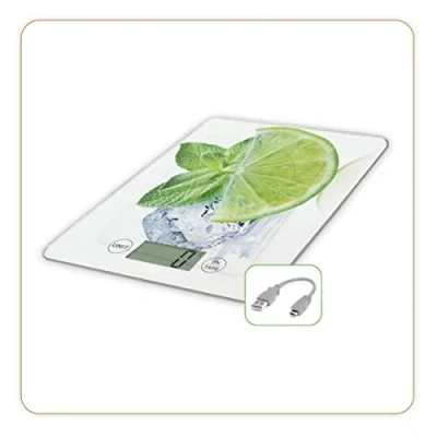 Imagen de LITTLE BALANCE 8544 Slim Citron USB R, Báscula de cocina sin batería, recargable USB, reparable, 5 kg, Limón