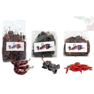 Imagen de OsoRetail pack de los mejores chiles Mexicanos para paladares picantes Chile Guajillo, Ancho y Arbol (3x100gr.)