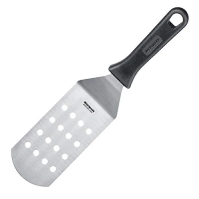 Imagen de Westmark Espátula profesional para grill, Angulada, Flexible, Perforada, Tamaño de la hoja: 7,5 x 15 cm, Longitud: 31,5 Acero inoxidable / plástico, Master Line, Negro/plateado, 13372270