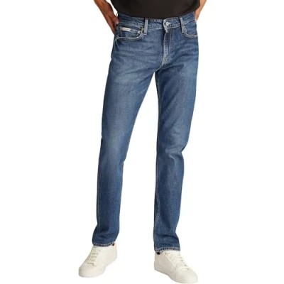 Imagen de Calvin Klein Vaqueros Hombre Slim elásticos, Azul (Denim Medium), 32W/34L
