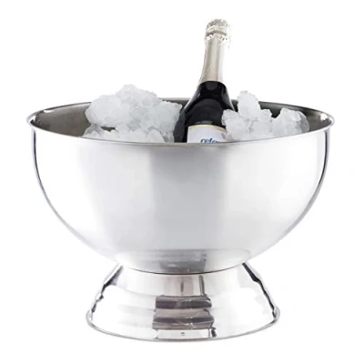 Imagen de Relaxdays Enfriador de Botellas XXL, Cubitera Grande, Acero Inoxidable, Plateado, 36,5 cm