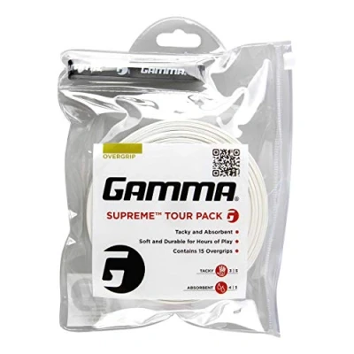 Imagen de Gamma Supreme Overgrip 15 Tour Pack, Color Blanco, agsob de 10